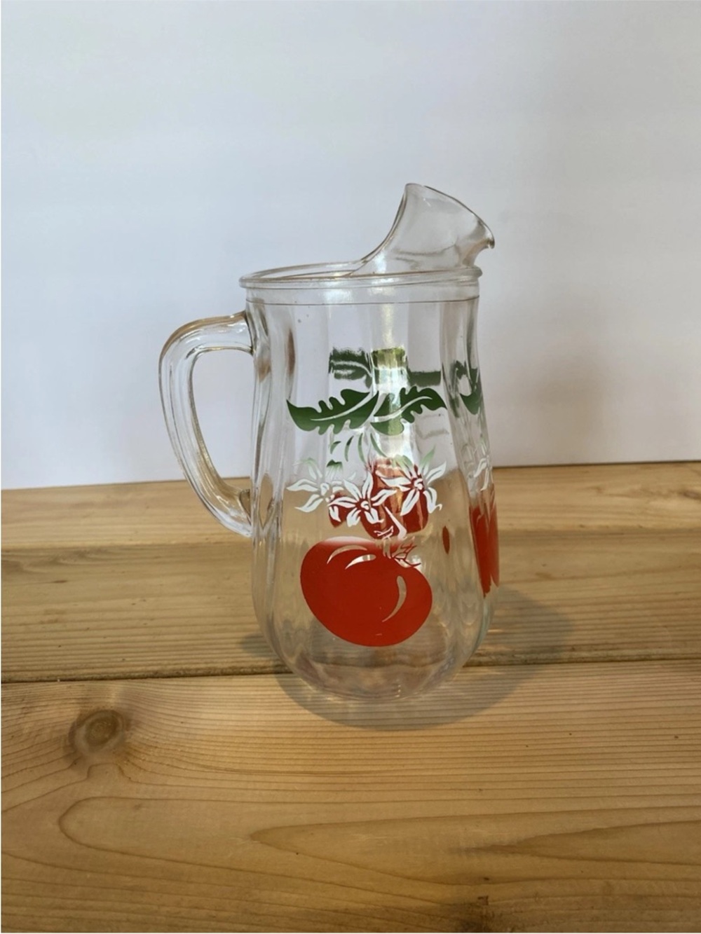 Vintage Tomato Juice Pitcher Glass with Ice Guard Lip 8”